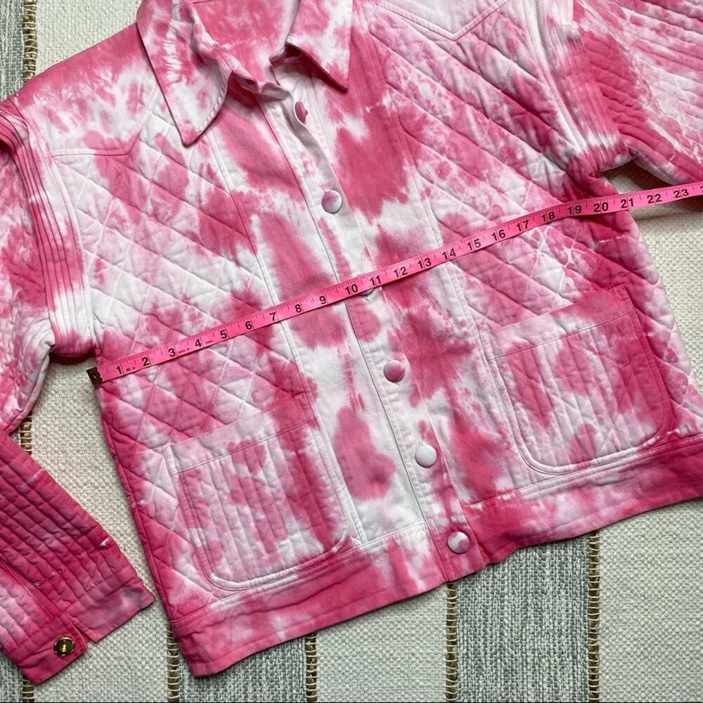 LoveShackFancy Adelade Hibiscus Hand Dye Pink Oversized Quilted Jacket Medium - Picture 11 of 15